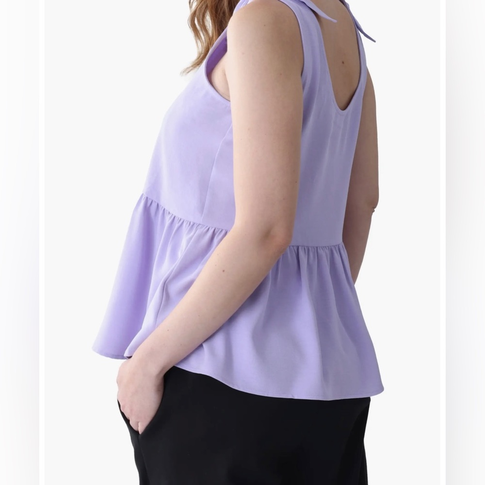 Maternity Peplum Tank Top with Tie Straps